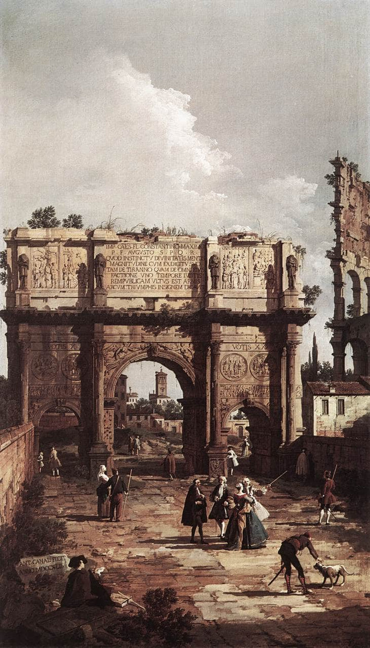 Rome: The Arch of Constantine by Canaletto — hand-painted architectural oil painting reproduction on canvas