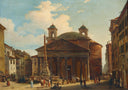 Rome, the Pantheon by Ippolito Caffi — hand-painted architectural oil painting reproduction on canvas