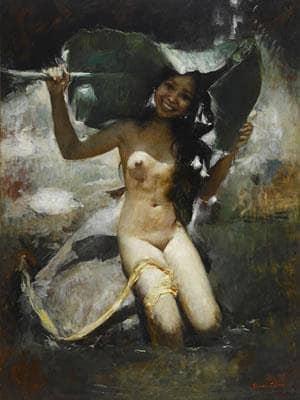 Balinese girl by Romualdo Locatelli — hand-painted abstract oil painting reproduction on canvas