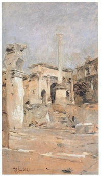 Vestiges of the Forum by Romualdo Locatelli — hand-painted architectural oil painting reproduction on canvas