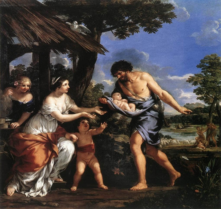 Romulus and Remus Given Shelter by Faustulus by Pietro da Cortona — hand-painted cultural oil painting reproduction on canvas