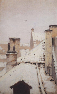 Roofs. Winter by Arkhyp Kuindzhi — hand-painted architectural oil painting reproduction on canvas
