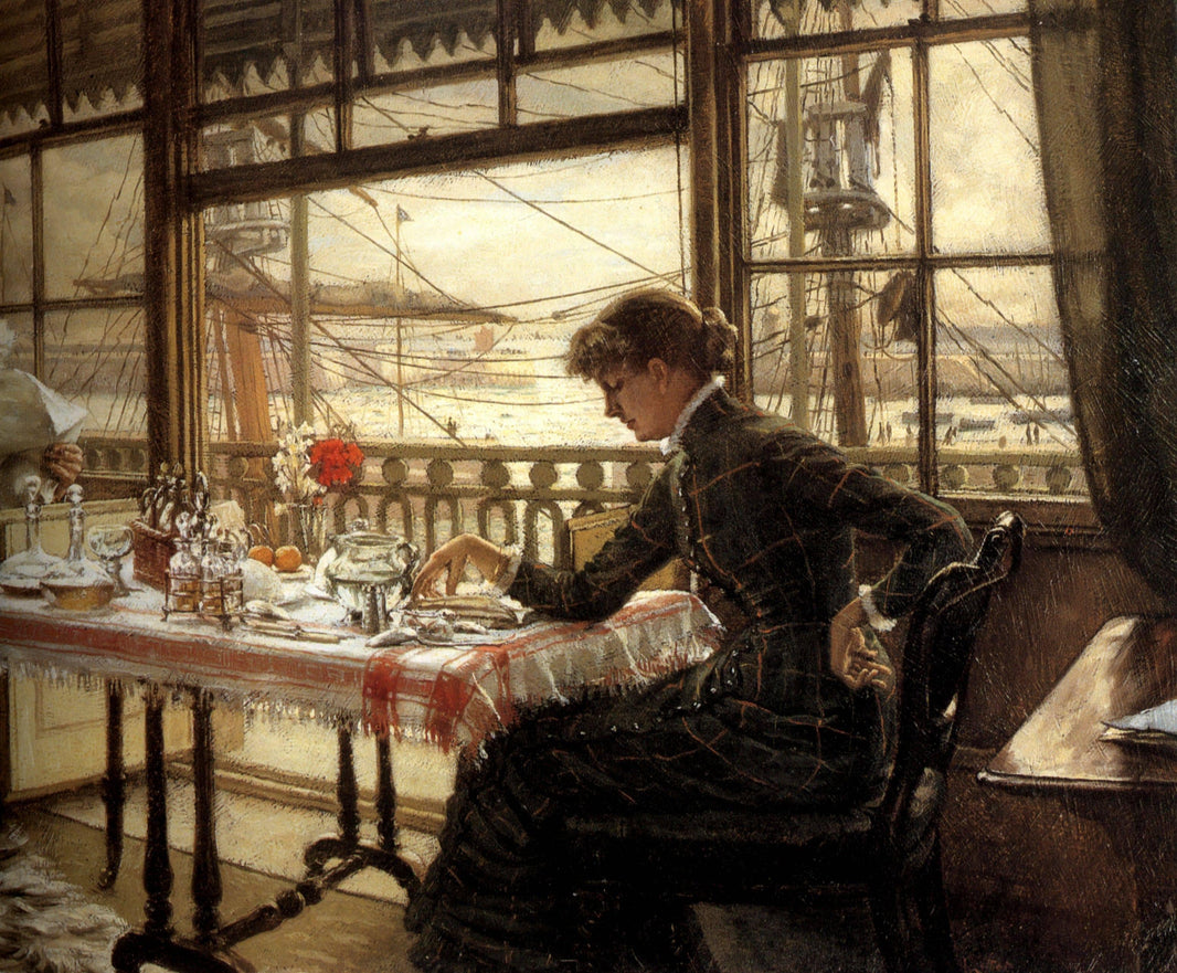 Room Overlooking the Harbour by James Tissot — hand-painted portrait oil painting reproduction on canvas