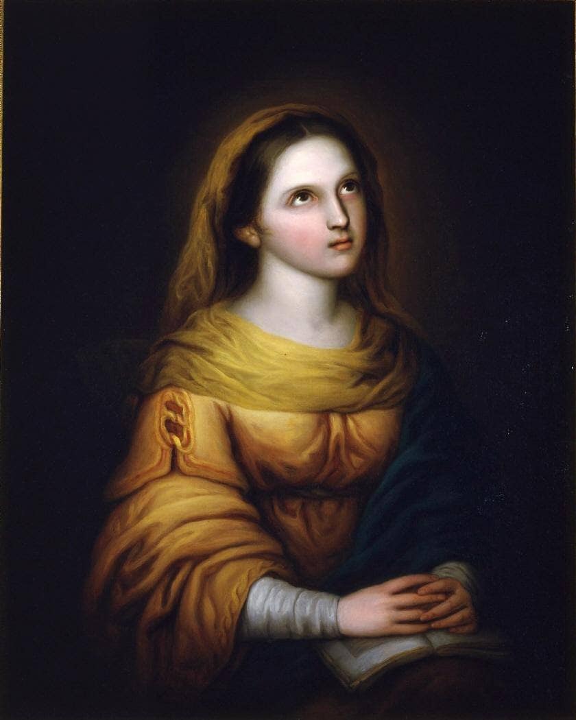 La Virgen En Oración by Rosario Weiss Zorrilla — hand-painted portrait oil painting reproduction on canvas