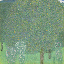 Roses under the Trees by Gustav Klimt — flower oil painting wall art, Art Nouveau Modern
