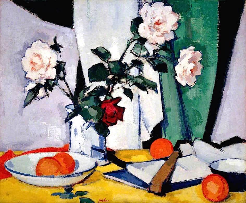 Roses by Samuel Peploe — hand-painted botanical oil painting reproduction on canvas