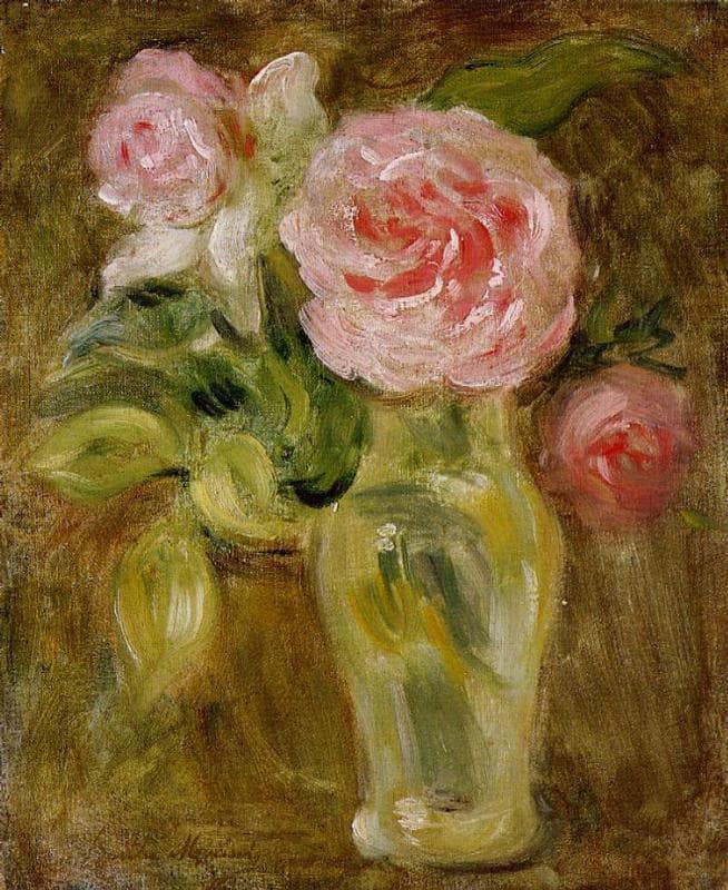 Roses by Berthe Morisot — hand-painted botanical oil painting reproduction on canvas