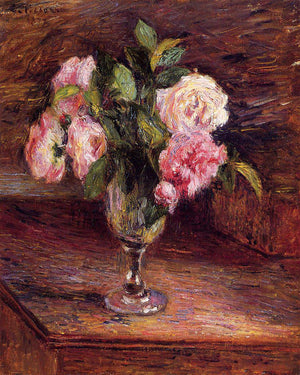 Roses in a Glass - Camille Pissarro