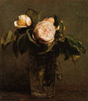Roses in a Tall Glass by Henri Fantin-Latour — hand-painted botanical oil painting reproduction on canvas