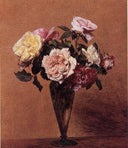 Roses in a Vase by Henri Fantin-Latour — hand-painted botanical oil painting reproduction on canvas