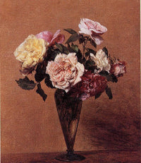Roses in a Vase by Henri Fantin-Latour — hand-painted botanical oil painting reproduction on canvas