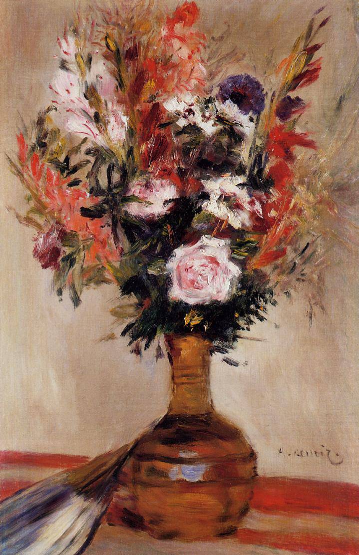 Roses in a Vase - Pierre-Auguste Renoir