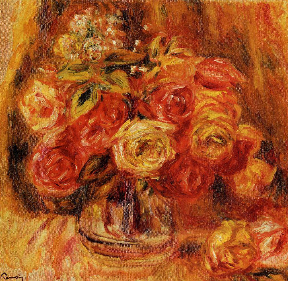 Roses in a Vase - Pierre-Auguste Renoir