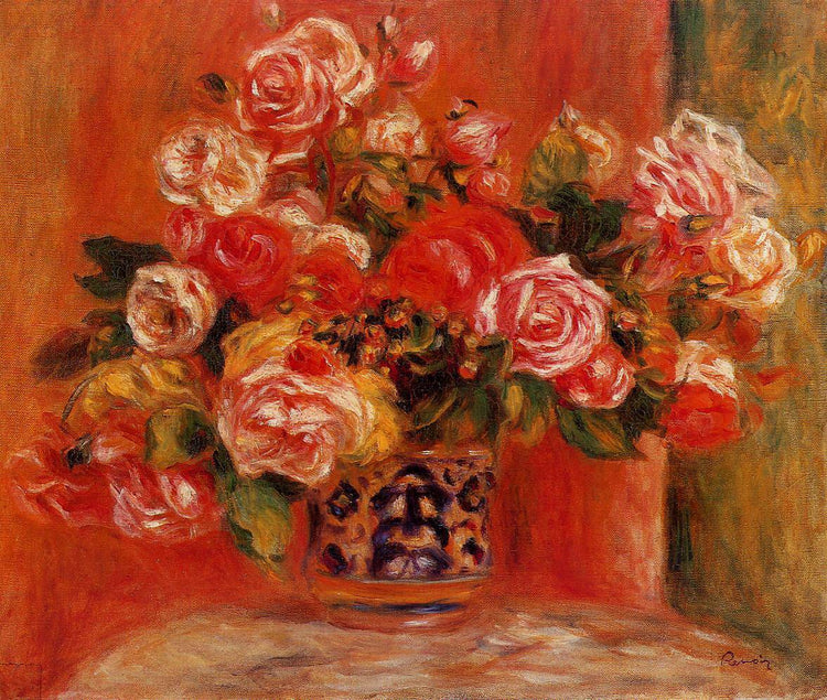 Roses in a Vase - Pierre-Auguste Renoir