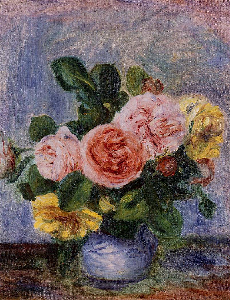 Roses in a Vase - Pierre-Auguste Renoir