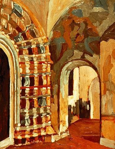 Rostov Veliky. Interior of church. in hallway