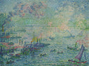 Rotterdam Harbour by Paul Signac — ships oil painting wall art, Pointillism