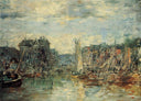 Rotterdam, the Commodities Exchange Port by Eugene Boudin — hand-painted architectural oil painting reproduction on canvas