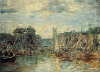 Rotterdam, the Commodities Exchange Port by Eugene Boudin — hand-painted architectural oil painting reproduction on canvas