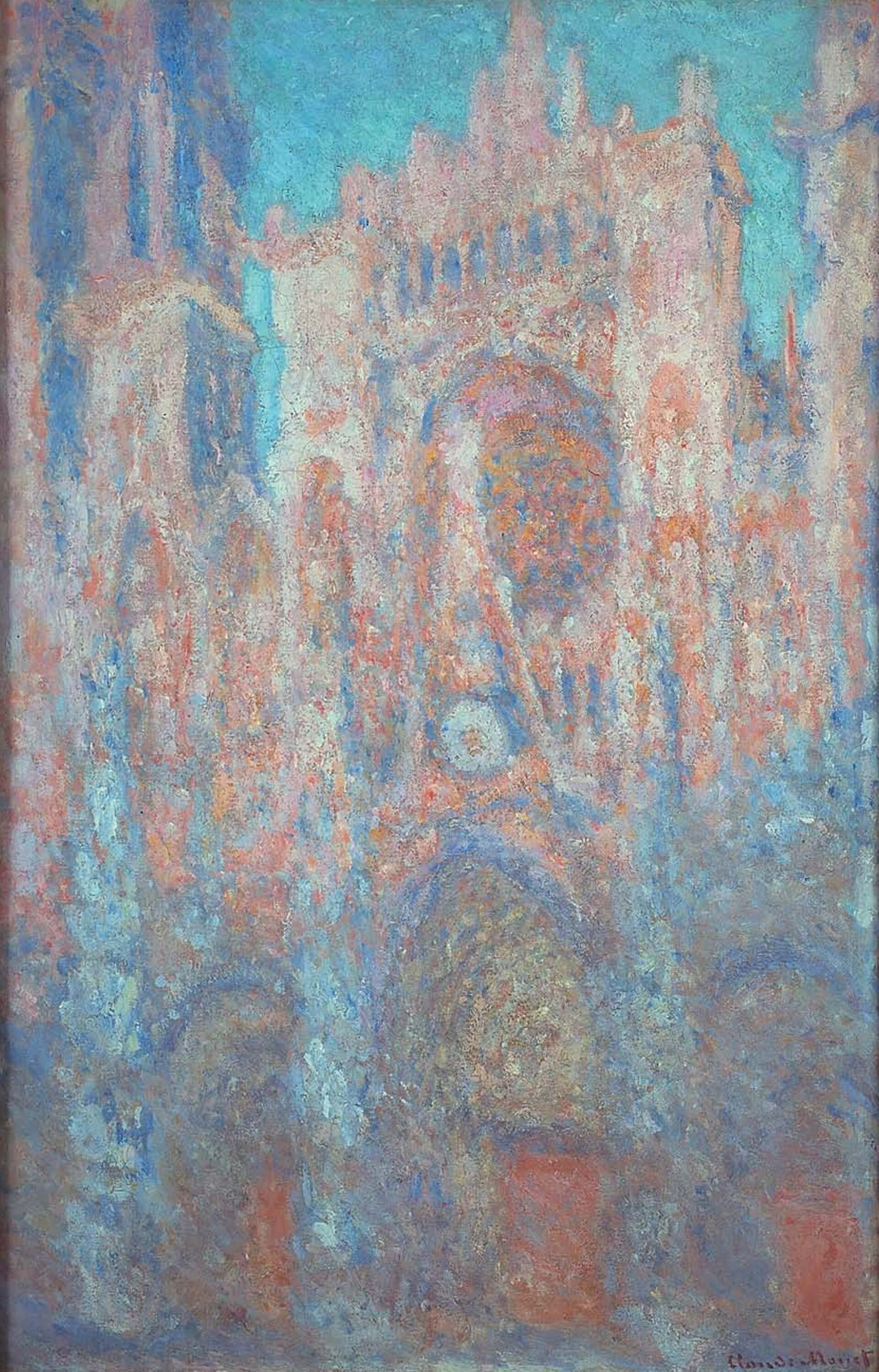 Rouen Cathedral, red, Sunlight - Claude Monet