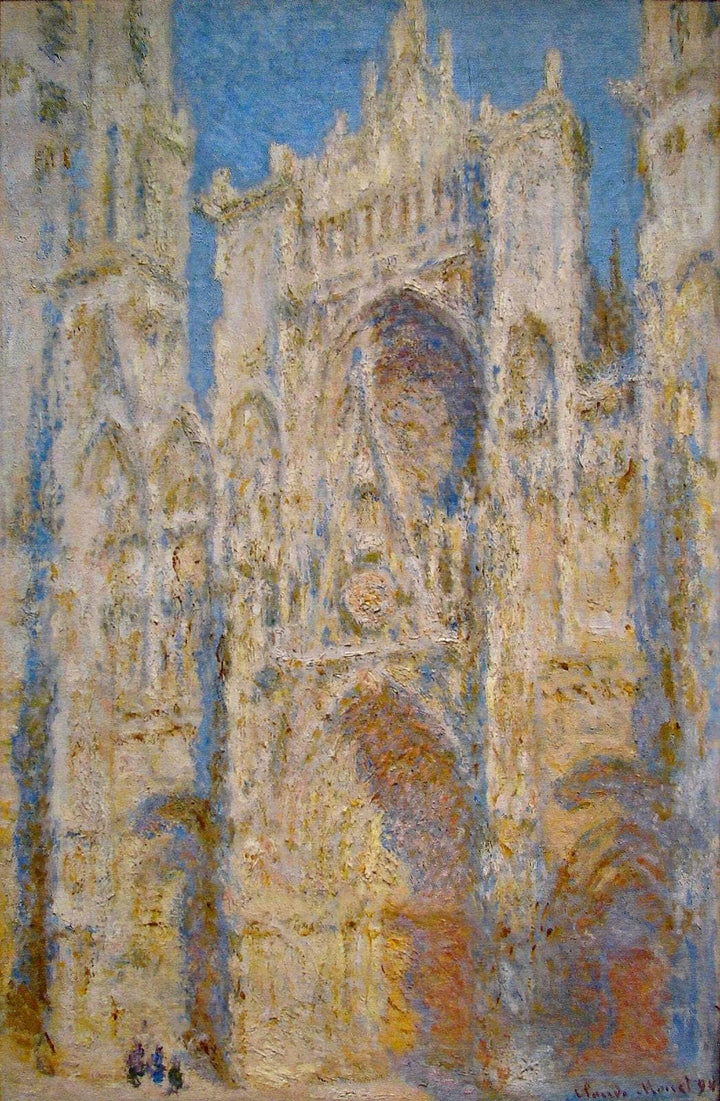 Rouen Cathedral, West Facade, Sunlight by Claude Monet — hand-painted animal oil painting reproduction on canvas