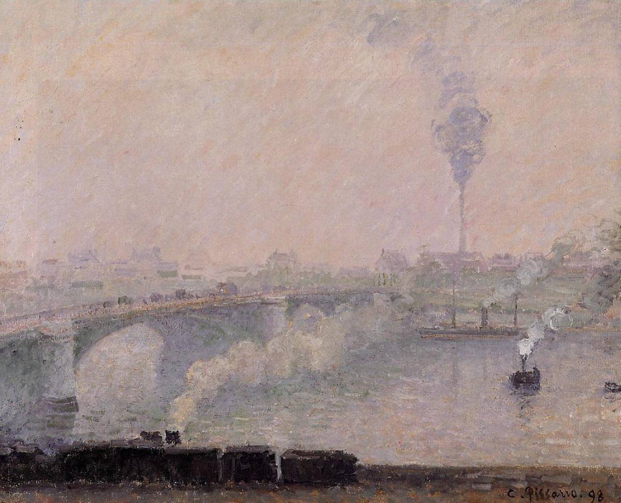 Rouen, Fog Effect - Camille Pissarro