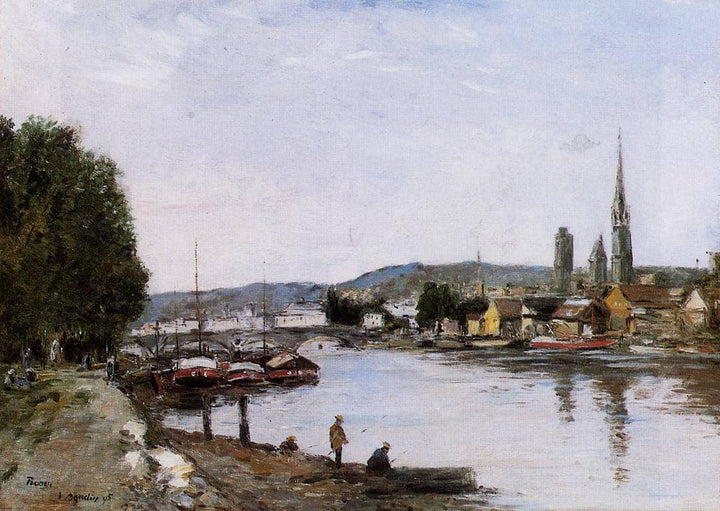Rouen, View from the Queen's Way by Eugene Boudin — hand-painted animal oil painting reproduction on canvas