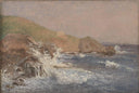 Rough Sea on a Rocky Coast by Christen Kobke — seascapes oil painting wall art, Romanticism