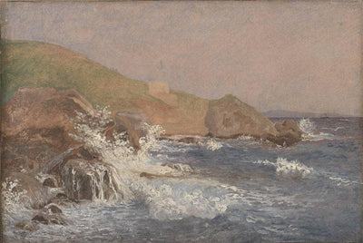 Rough Sea on a Rocky Coast by Christen Kobke — oil painting reproduction