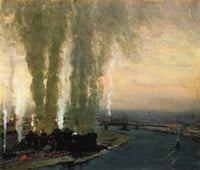 Roundhouse at High Bridge by George Luks — hand-painted botanical oil painting reproduction on canvas