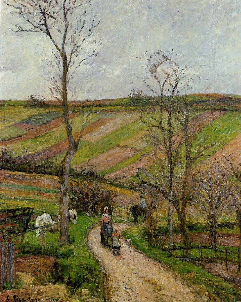 Route du Fond in Hermitage, Pontoise - Camille Pissarro