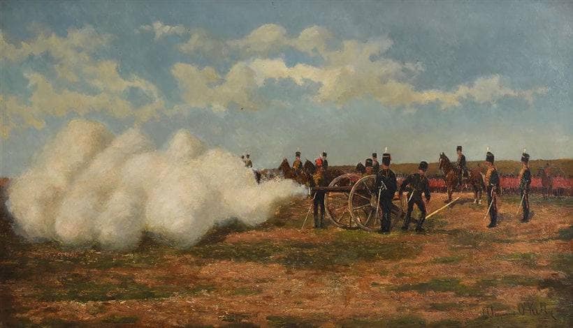 Royal Horse Artillery by Aloysius O'Kelly — hand-painted landscape oil painting reproduction on canvas