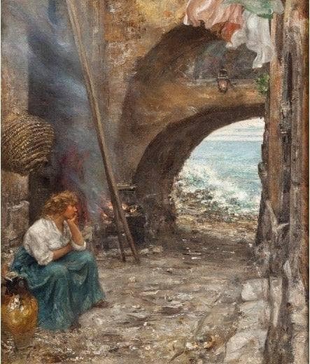 The wait by Vincenzo Migliaro — hand-painted landscape oil painting reproduction on canvas