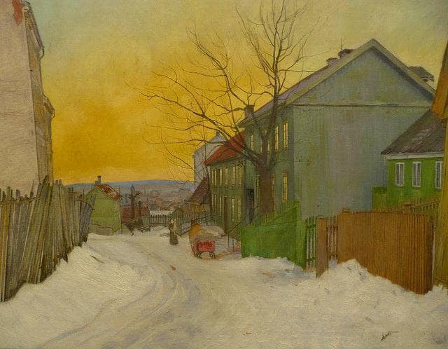 Rua em Oslo by Harald Sohlberg — hand-painted landscape oil painting reproduction on canvas
