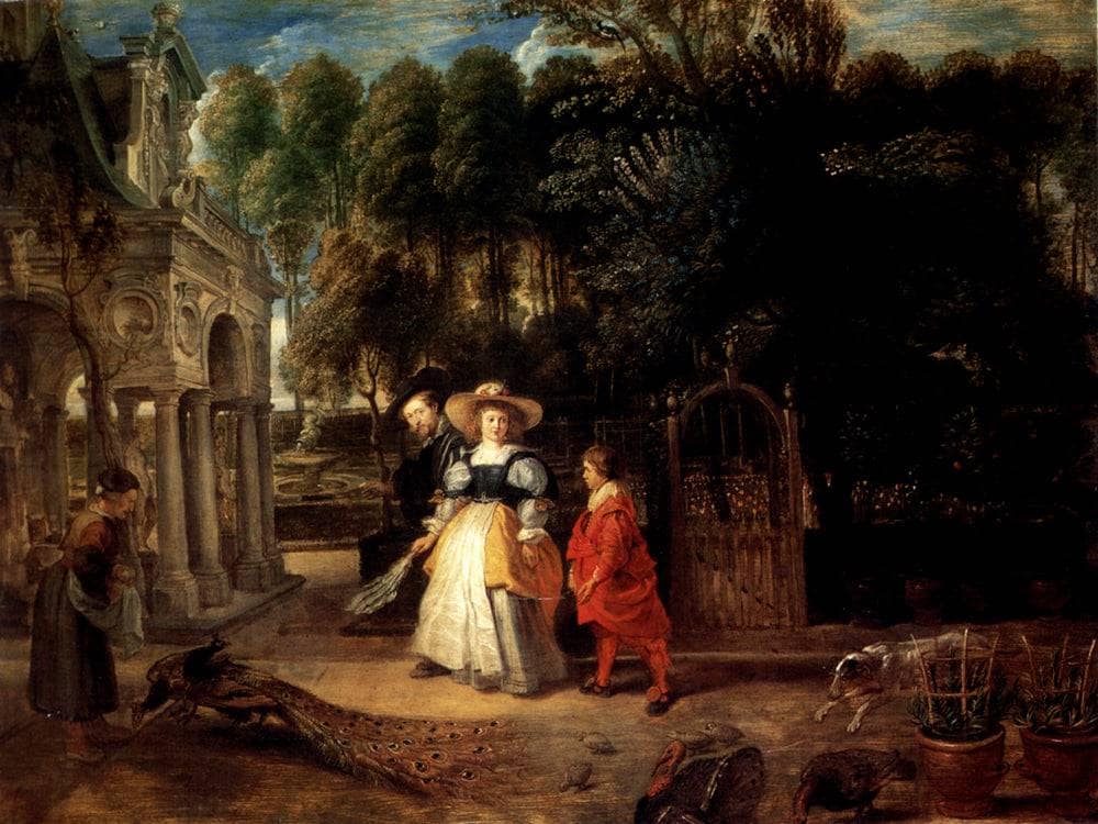 Rubens and Helene Fourment in the Garden by Peter Paul Rubens — hand-painted portrait oil painting reproduction on canvas
