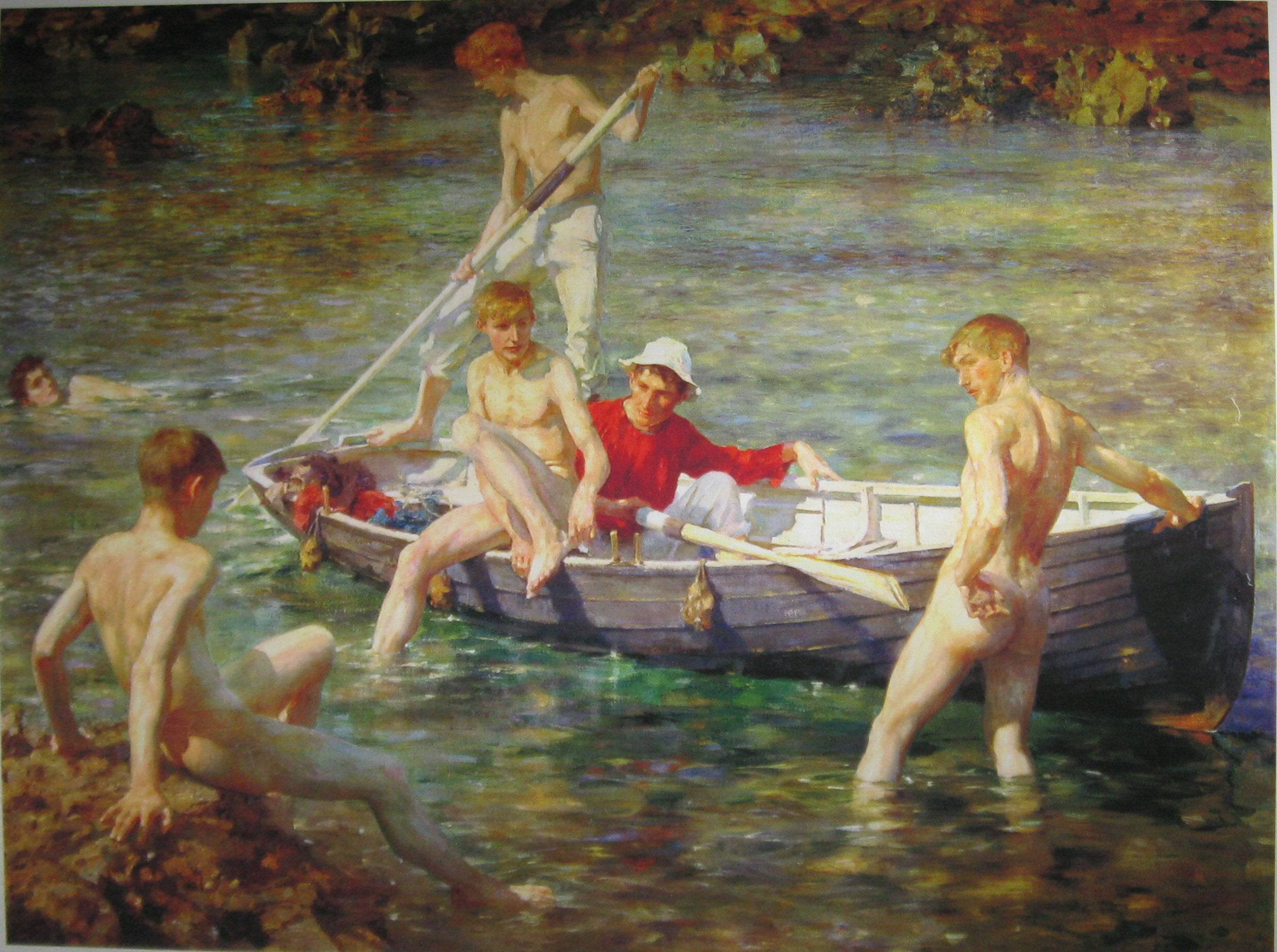 Ruby, gold and malachite - Henry Scott Tuke