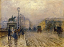 Rue de Paris with Carriages by Giuseppe de Nittis — hand-painted architectural oil painting reproduction on canvas