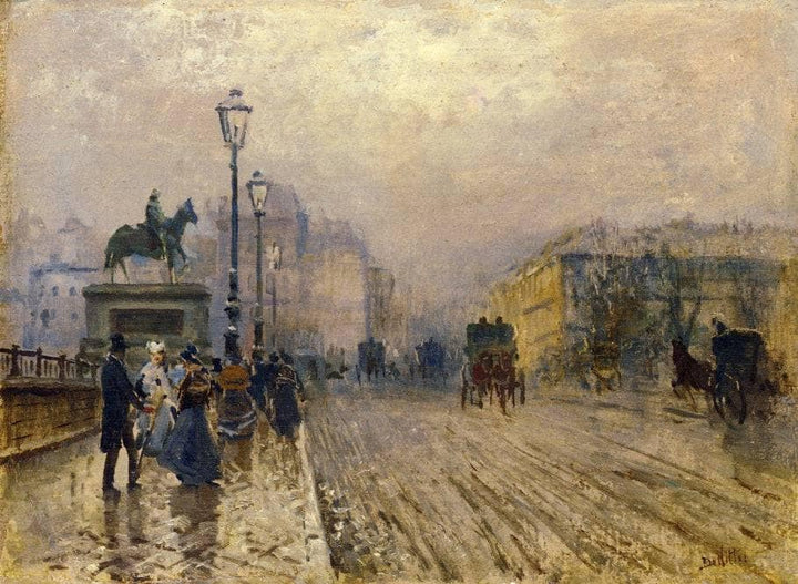 Rue de Paris with Carriages by Giuseppe de Nittis — hand-painted architectural oil painting reproduction on canvas