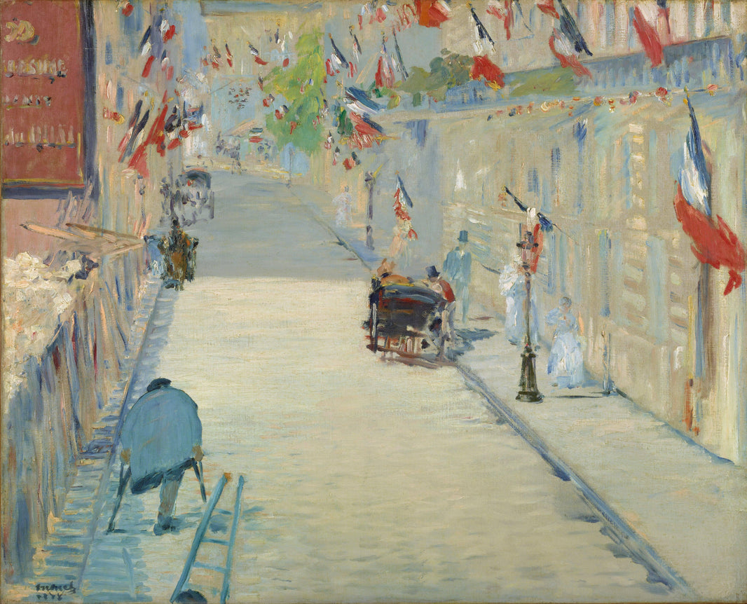 Rue Mosnier decorated with Flags by Edouard Manet — hand-painted architectural oil painting reproduction on canvas