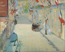 Rue Mosnier decorated with Flags by Edouard Manet — hand-painted architectural oil painting reproduction on canvas
