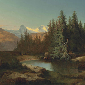 Ruin Unspunnen in front of the view of Eiger, Mönch and Jungfrau