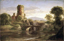 Ruined Castle and River by Thomas Cole — hand-painted cultural oil painting reproduction on canvas