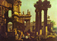 Ruins of a Temple by Bernardo Bellotto — hand-painted architectural oil painting reproduction on canvas