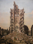 Ruins of Dresden's Kreuzkirche by Bernardo Bellotto — hand-painted architectural oil painting reproduction on canvas