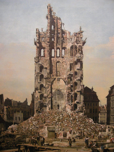 Ruins of Dresden's Kreuzkirche in modern living room