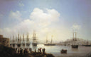 Russian squadron on the raid of Sevastopol by Ivan Aivazovsky — ships oil painting wall art, Romanticism