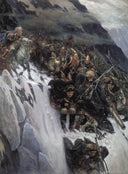 Russian Troops under Suvorov Crossing the Alps by Vasily Surikov — hand-painted cultural oil painting reproduction on canvas