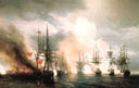 Russian-Turkish Sea Battle of Sinop on 18th November 1853 by Ivan Aivazovsky — ships oil painting wall art, Romanticism