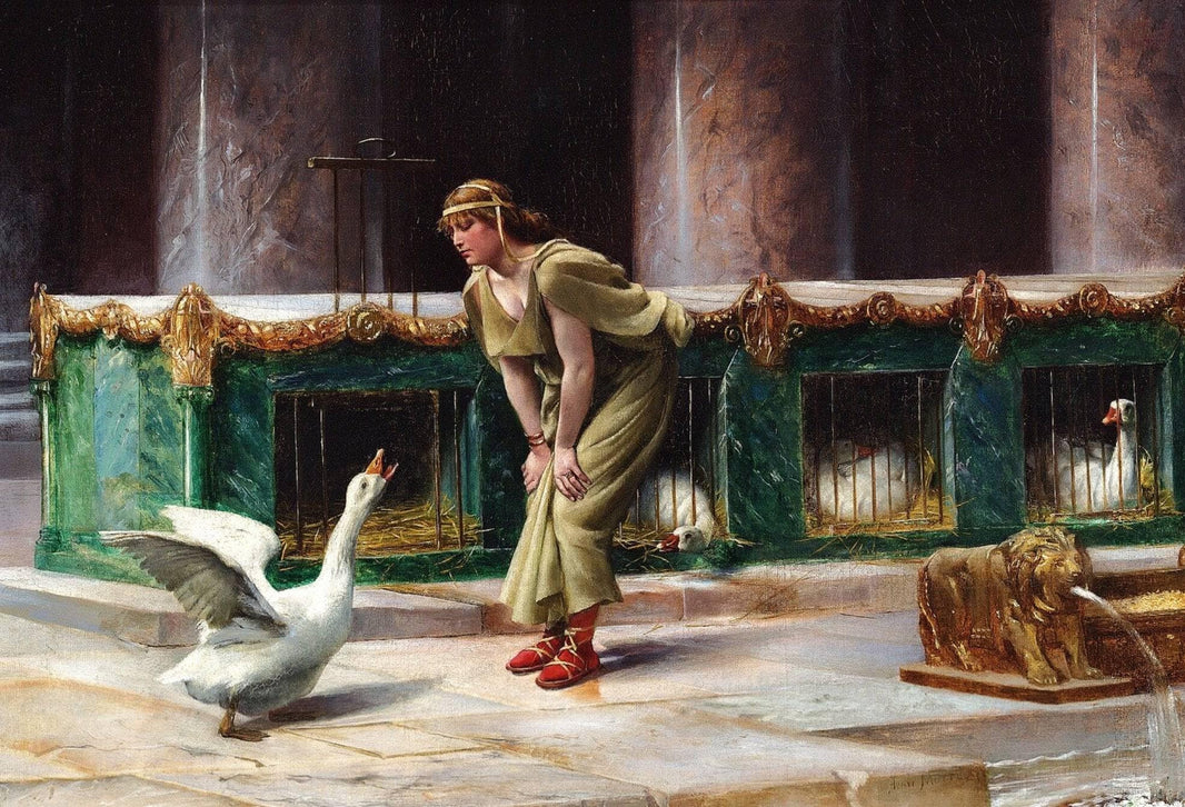Sacred Geese of the Capitol by Henri-Paul Motte — hand-painted cultural oil painting reproduction on canvas