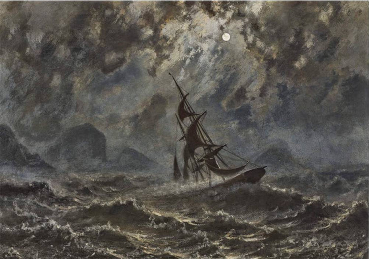 Sailboat on stormy sea near Vollmond - Knud Baade